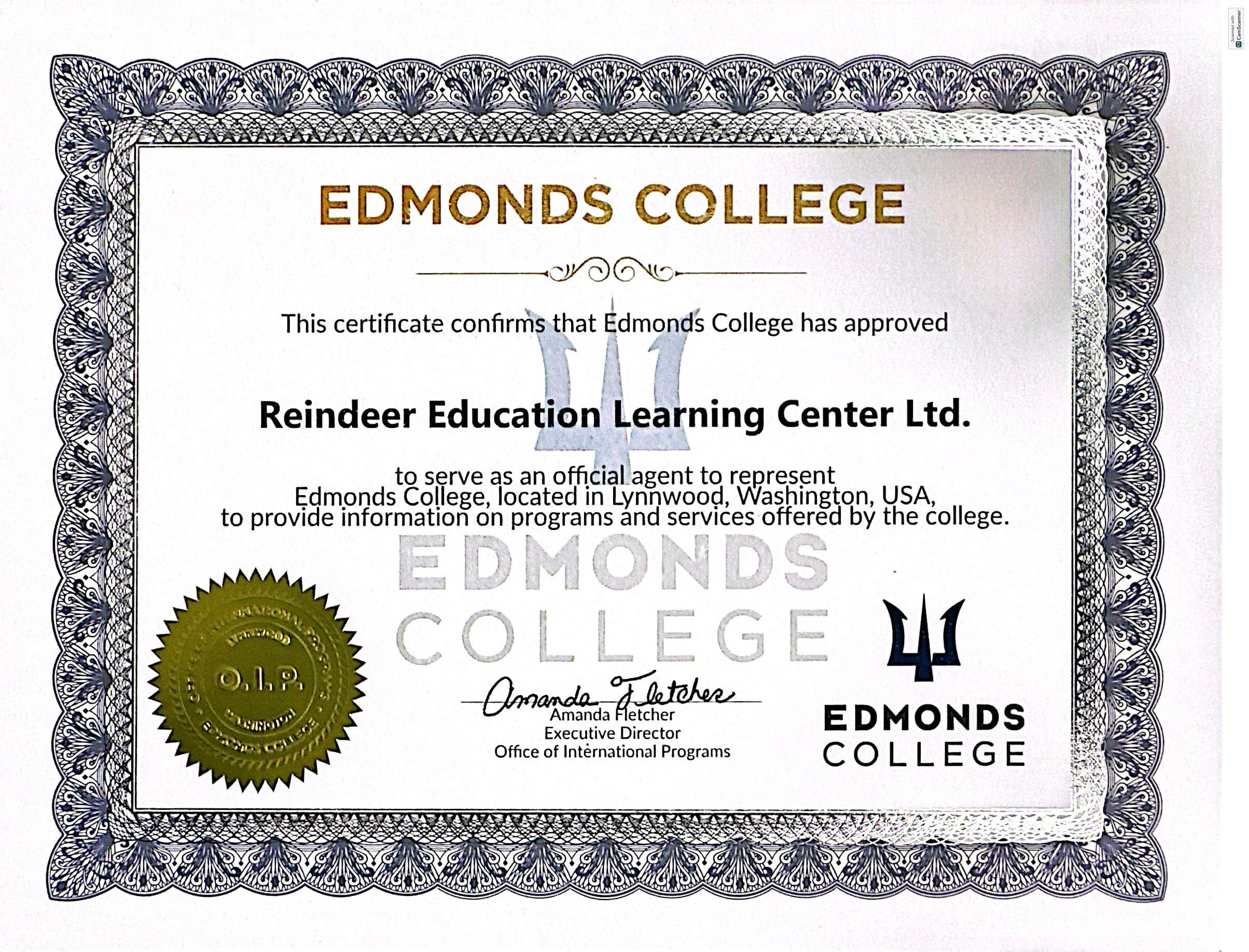 Edmonds school certificate
