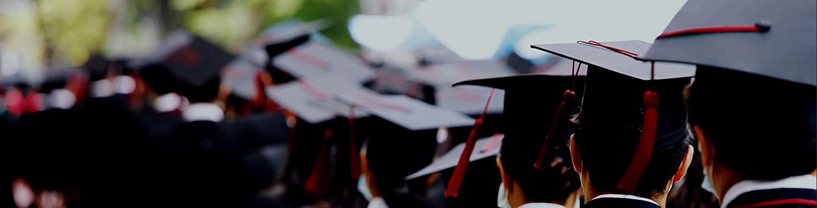 Graduation caps in a university ceremony