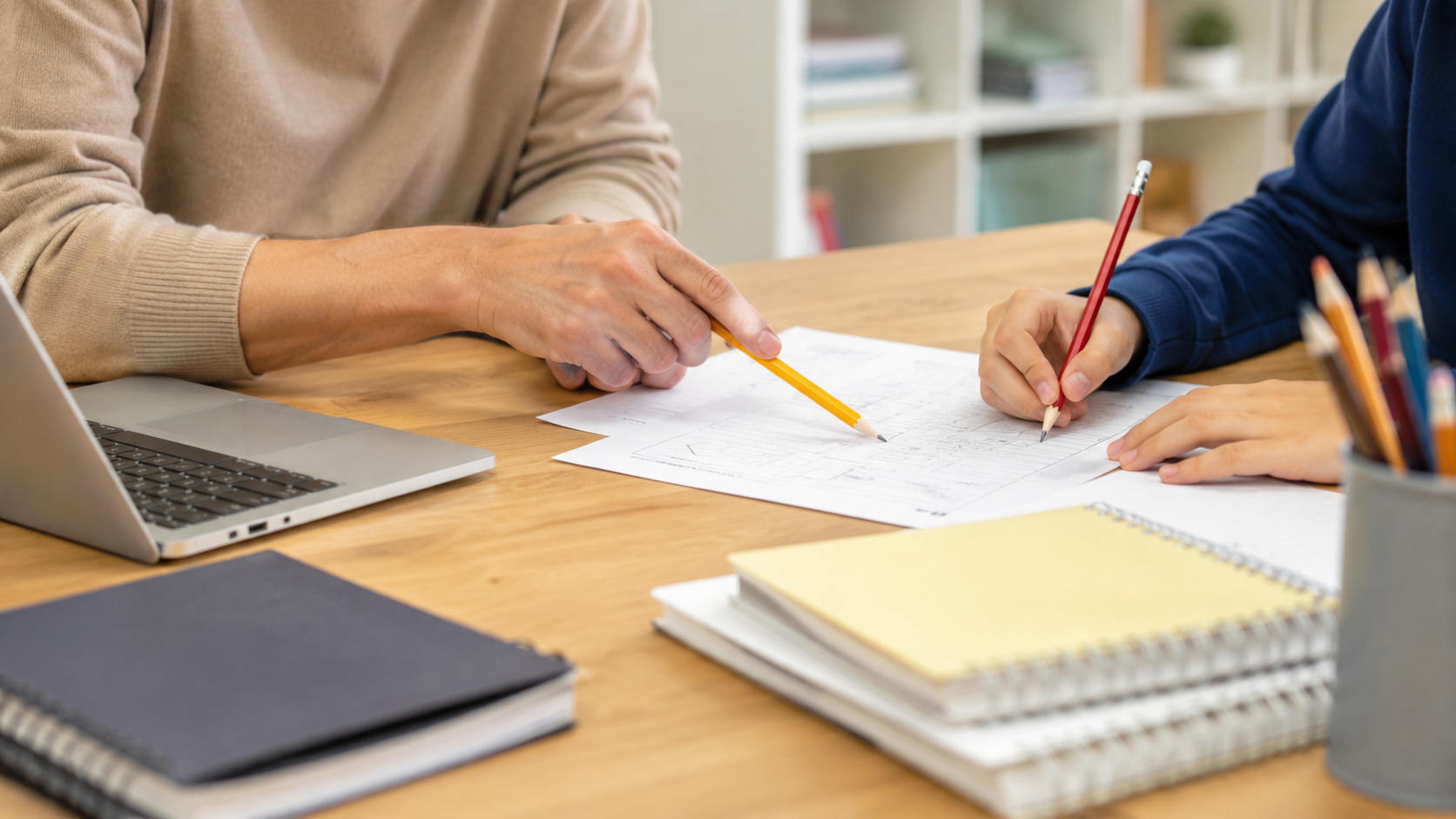 Personalized teaching materials on a tutoring desk